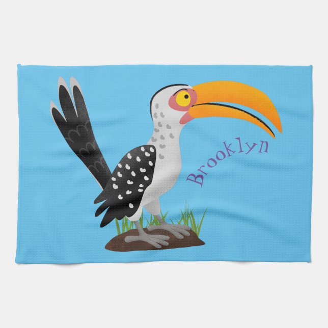 Paño De Cocina Personalizado de pájaro safari de buey amarillo di (Horizontal)