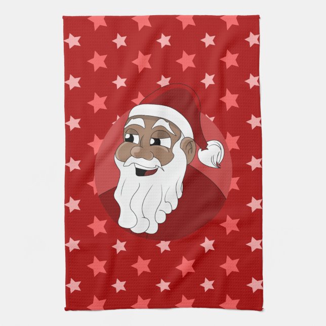 Paño De Cocina Personalizado de Papá Noel Negro (Vertical)