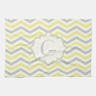 Paño De Cocina Personalizado de patrón de cheurón amarillo, gris,