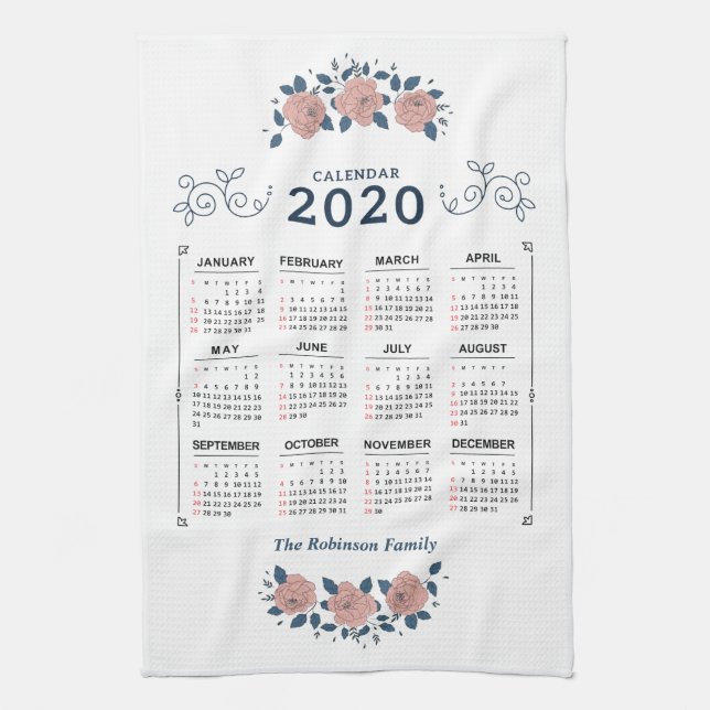 Paño De Cocina personalizado de personalización del calendario me (Vertical)