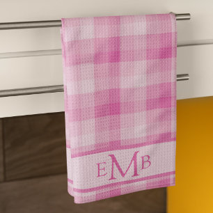 Paño De Cocina Personalizado de plástico rosa claro Monograma Ini