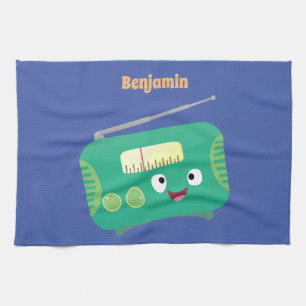 Paño De Cocina Personalizado de radio retro alegre y gracioso