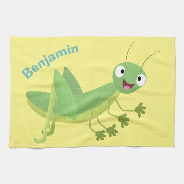 Paño De Cocina Personalizado de saltamontes alegre verde (Horizontal)