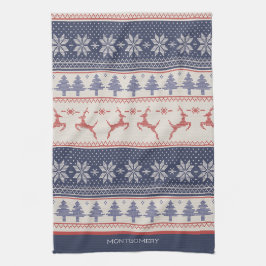 Paño De Cocina Personalizado del patrón escandinavo rojo y azul