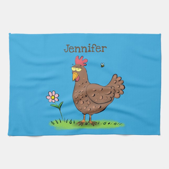 Paño De Cocina Personalizado divertido de pollo rústico y caprich (Horizontal)