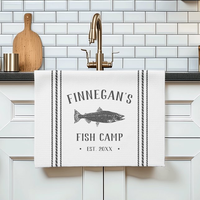 Paño De Cocina Personalizado el campamento de peces de raza blanc (Subido por el creador)