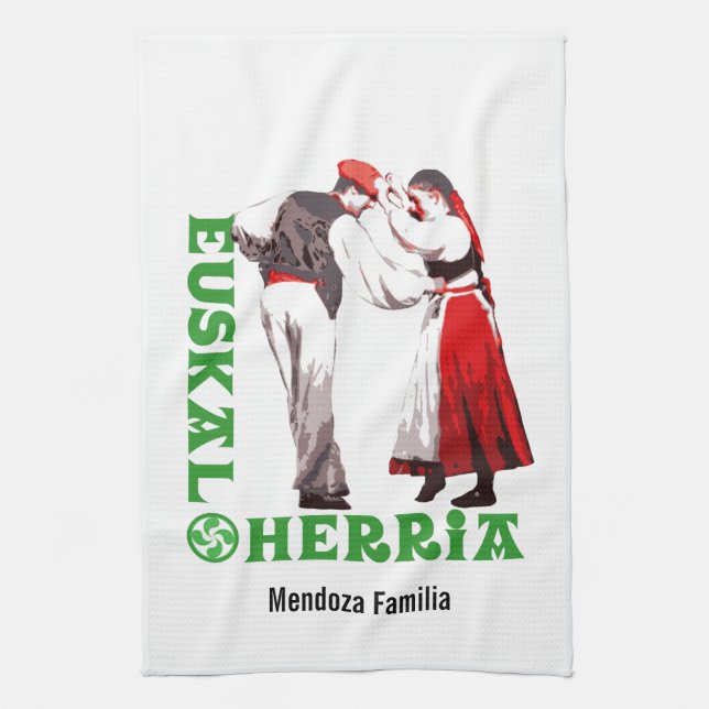 Paño De Cocina Personalizado, Euskal Herria, baile vasco (Vertical)