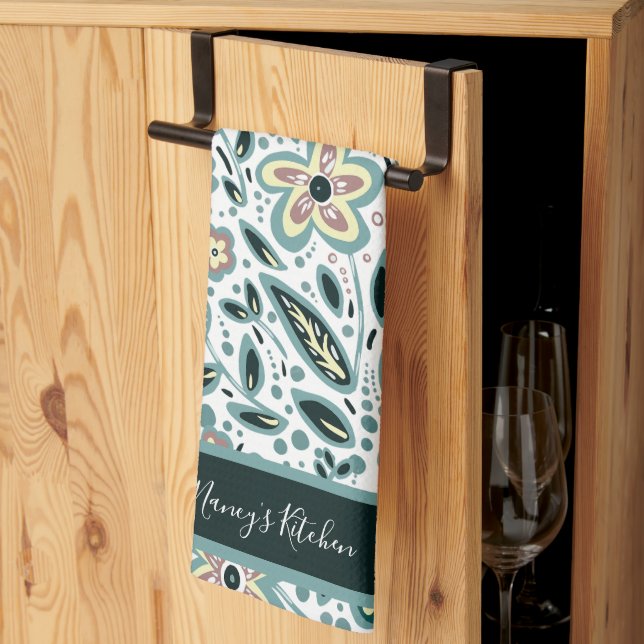 Paño De Cocina Personalizado Floral (Pliegue de tercios)