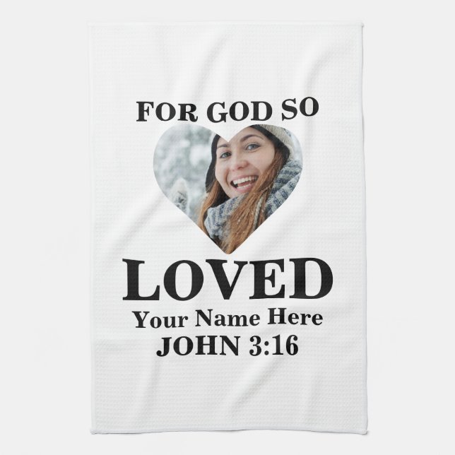 Paño De Cocina Personalizado foto de corazón Biblia cristiana Ver (Vertical)
