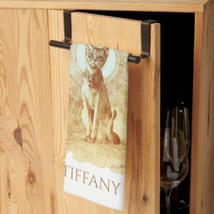 Paño De Cocina Personalizado gato sagrado de la realeza egipcia