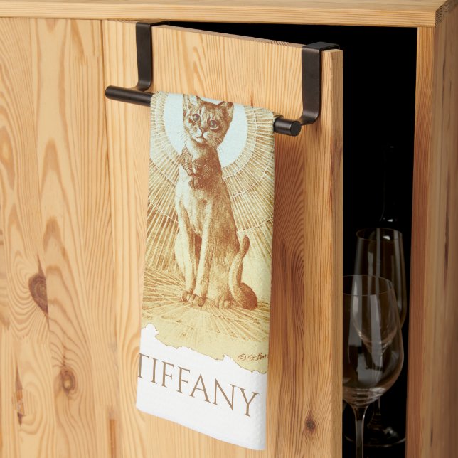 Paño De Cocina Personalizado gato sagrado de la realeza egipcia (Pliegue de tercios)