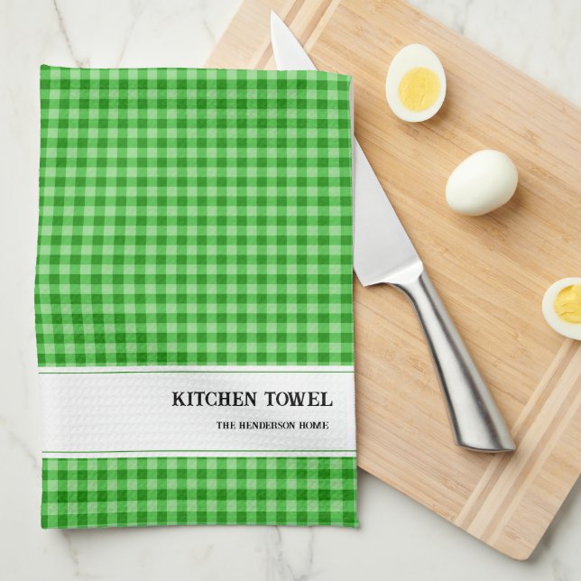 Paño De Cocina Personalizado Gingham Kitchen Towel (Doblado Cuarto)