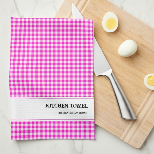 Paño De Cocina Personalizado Gingham Kitchen Towel (Doblado Cuarto)