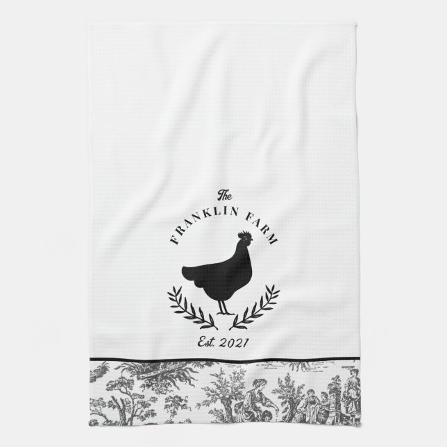 Paño De Cocina Personalizado Granja de Pollos Toile Country (Vertical)