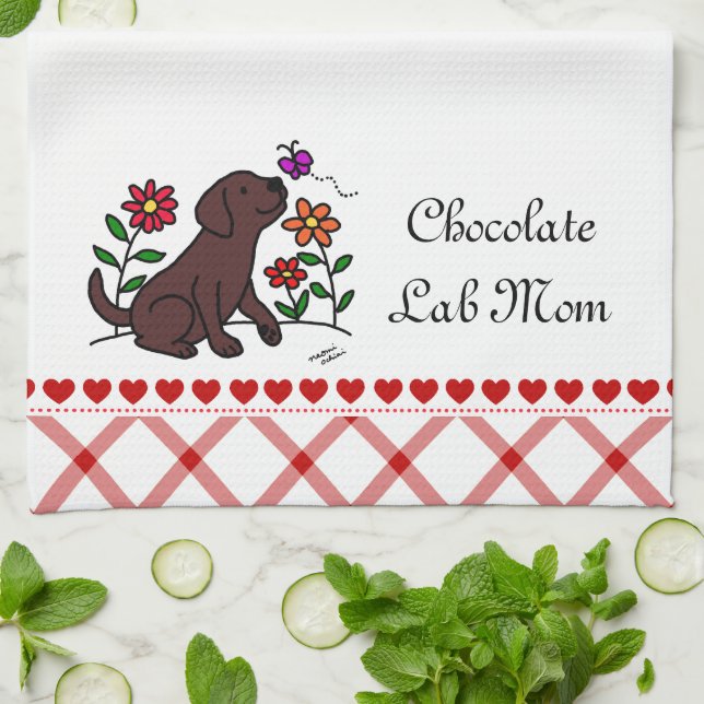 Paño De Cocina Personalizado Kawaii Chocolate Labrador (Doblado)