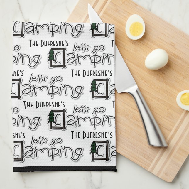 Paño De Cocina Personalizado "Let's Go Camping" (Doblado Cuarto)