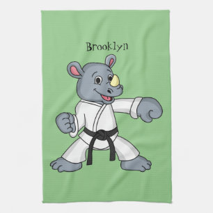 Paño De Cocina Personalizado lindo rhino kung fu personalizado