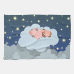 Paño De Cocina Personalizado lindo Slumbering Piglets Kitchen Toa