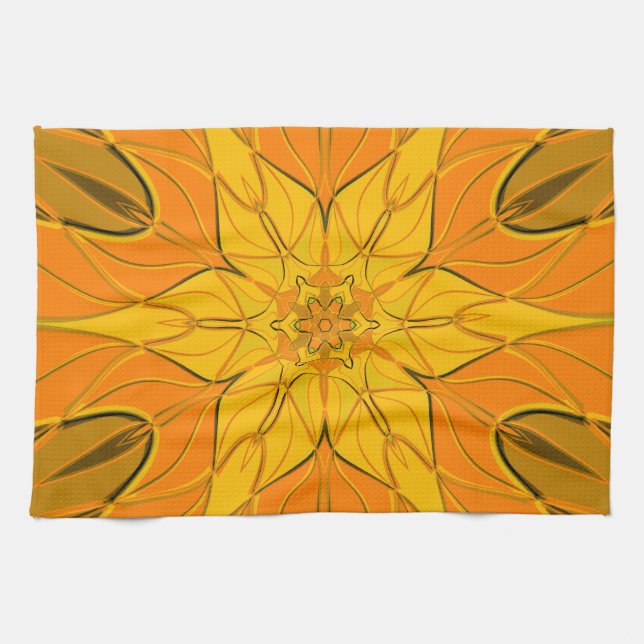 Paño De Cocina Personalizado Mandala Flor Amarillo (Horizontal)