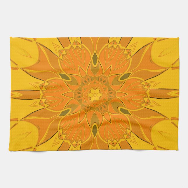 Paño De Cocina Personalizado Mandala Flor Amarillo (Horizontal)