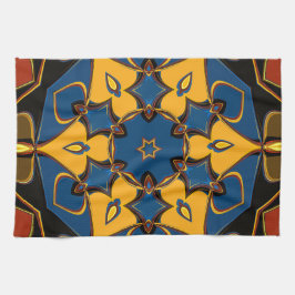 Paño De Cocina Personalizado Mandala Flor amarillo azul y Naranja