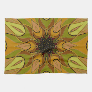 Paño De Cocina Personalizado Mandala Flor Amarillo y Verde