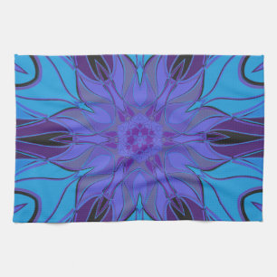 Paño De Cocina Personalizado Mandala Flor Azul y Púrpura