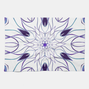 Paño De Cocina Personalizado Mandala Flor blanca y morada