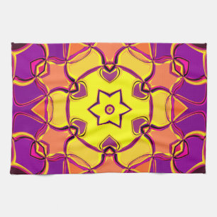 Paño De Cocina Personalizado Mandala Flor Naranja amarillo y rosa