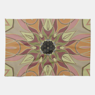 Paño De Cocina Personalizado Mandala Flor Naranja rojo y amarillo