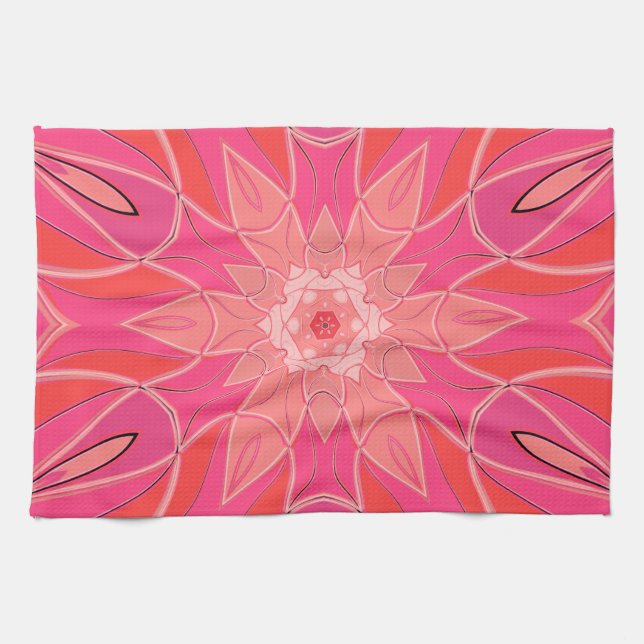 Paño De Cocina Personalizado Mandala Flor Rosa (Horizontal)