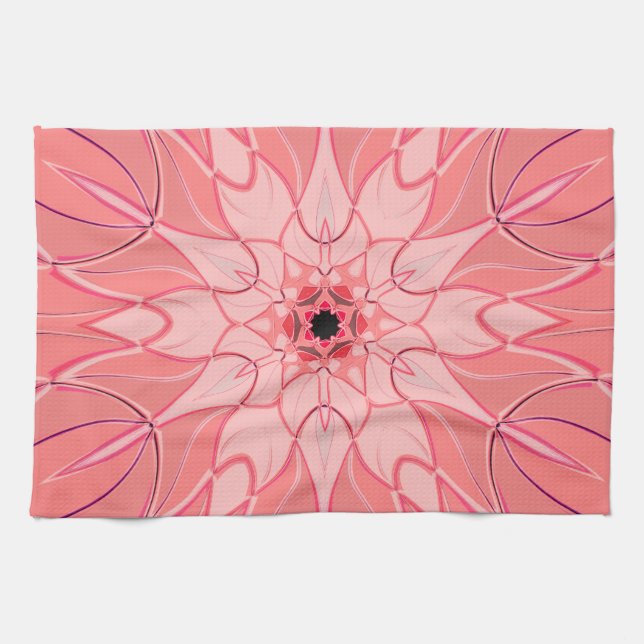 Paño De Cocina Personalizado Mandala Flor Rosa (Horizontal)