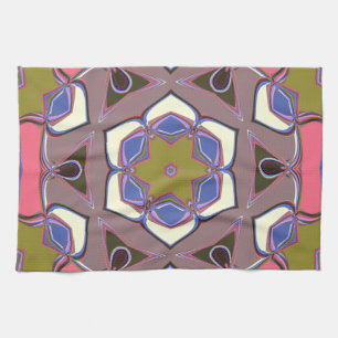 Paño De Cocina Personalizado Mandala Flor rosa azul y amarillo