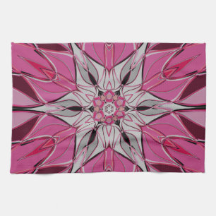 Paño De Cocina Personalizado Mandala Flor rosa y blanco