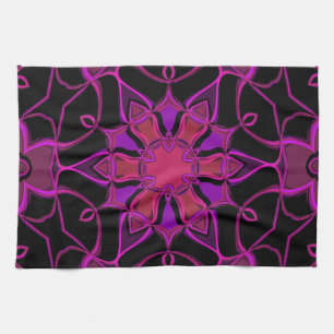 Paño De Cocina Personalizado Mandala Flor rosa y negra