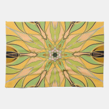 Personalizado Mandala Flor Verde Amarillo y Naranj