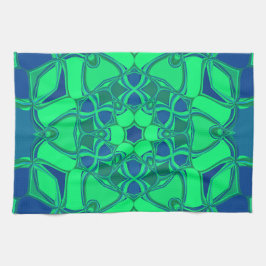 Paño De Cocina Personalizado Mandala Flor Verde y Azul