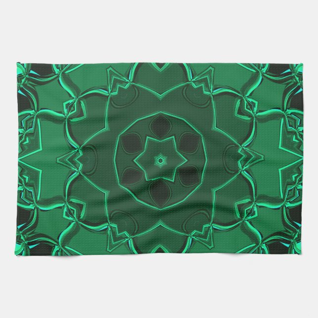 Paño De Cocina Personalizado Mandala Flower Green (Horizontal)