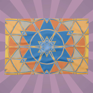 Paño De Cocina Personalizado Mandala Naranja azul y amarillo