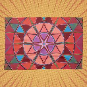 Paño De Cocina Personalizado Mandala rosa Rojo y Azul