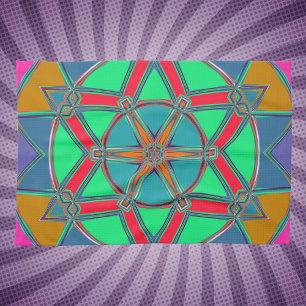 Paño De Cocina Personalizado Mandala Verde Rojo y Azul