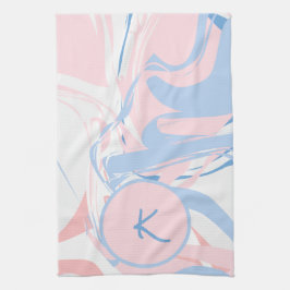 Paño De Cocina Personalizado Mármol Remolino Abstracto Azul Blanc