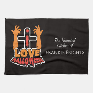 Paño De Cocina Personalizado me encanta Halloween obsesionado