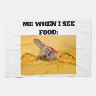 Paño De Cocina Personalizado Mínimo Cuando Veo Comida Añadir Foto