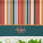 Paño De Cocina Personalizado moderno de banda Monograma Nombre in<br><div class="desc">Toalla de cocina de rayas de estilo moda con Monograma inicial y apellido. Estas toallas de cocina únicas son un regalo perfecto para celebrar un cumpleaños, jubilación, aniversario, fiesta de limpieza, regalo de boda, etc... Una forma divertida de celebrar cualquier ocasión. Págalo con una botella de vino y hace un...</div>