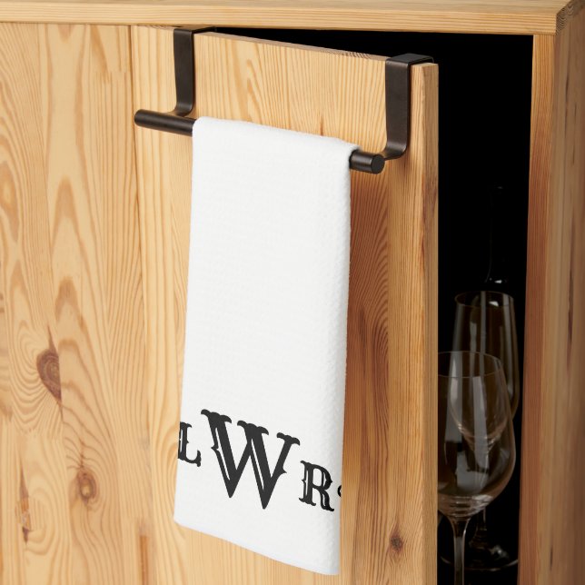 Paño De Cocina Personalizado Monograma de tres letras Elegante ne (Pliegue de tercios)
