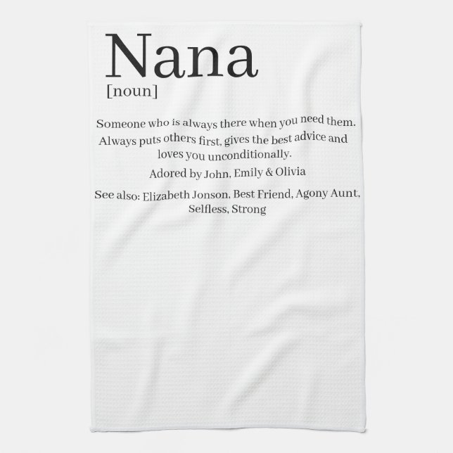 Paño De Cocina Personalizado Nana Grandma Granny Definition (Vertical)