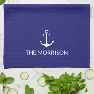 Paño De Cocina Personalizado Náutico Nombre del bote Anuncio blan