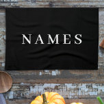 Paño De Cocina Personalizado negro simple Añadir su nombre elegan<br><div class="desc">Simple Personalizado Negro Añade tu nombre de diseño elegante para cualquiera.</div>