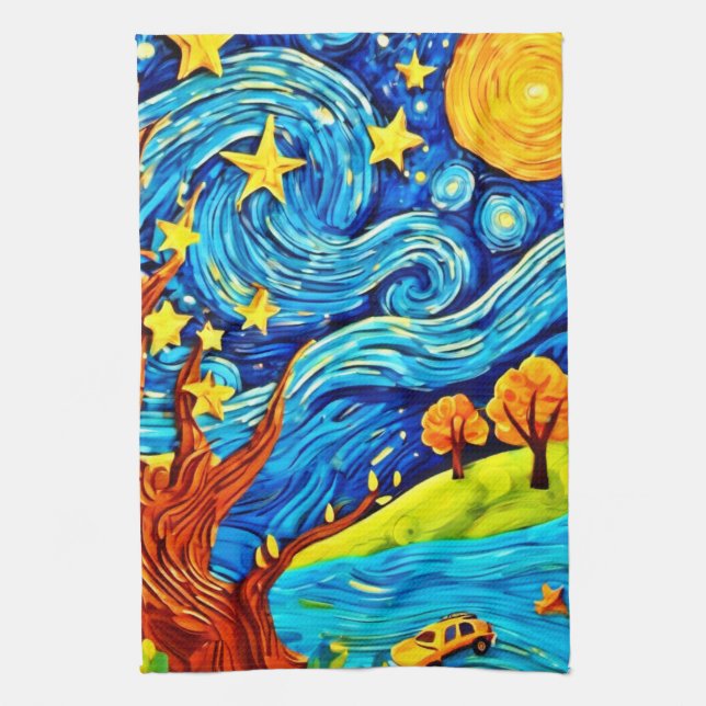 Paño De Cocina Personalizado nocturno estrellado: El arte inspira (Vertical)